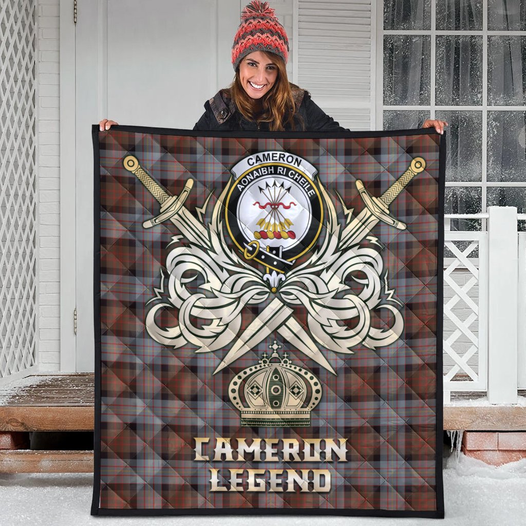 Cameron of Erracht Weathered Tartan Crest Legend Gold Royal Premium Quilt