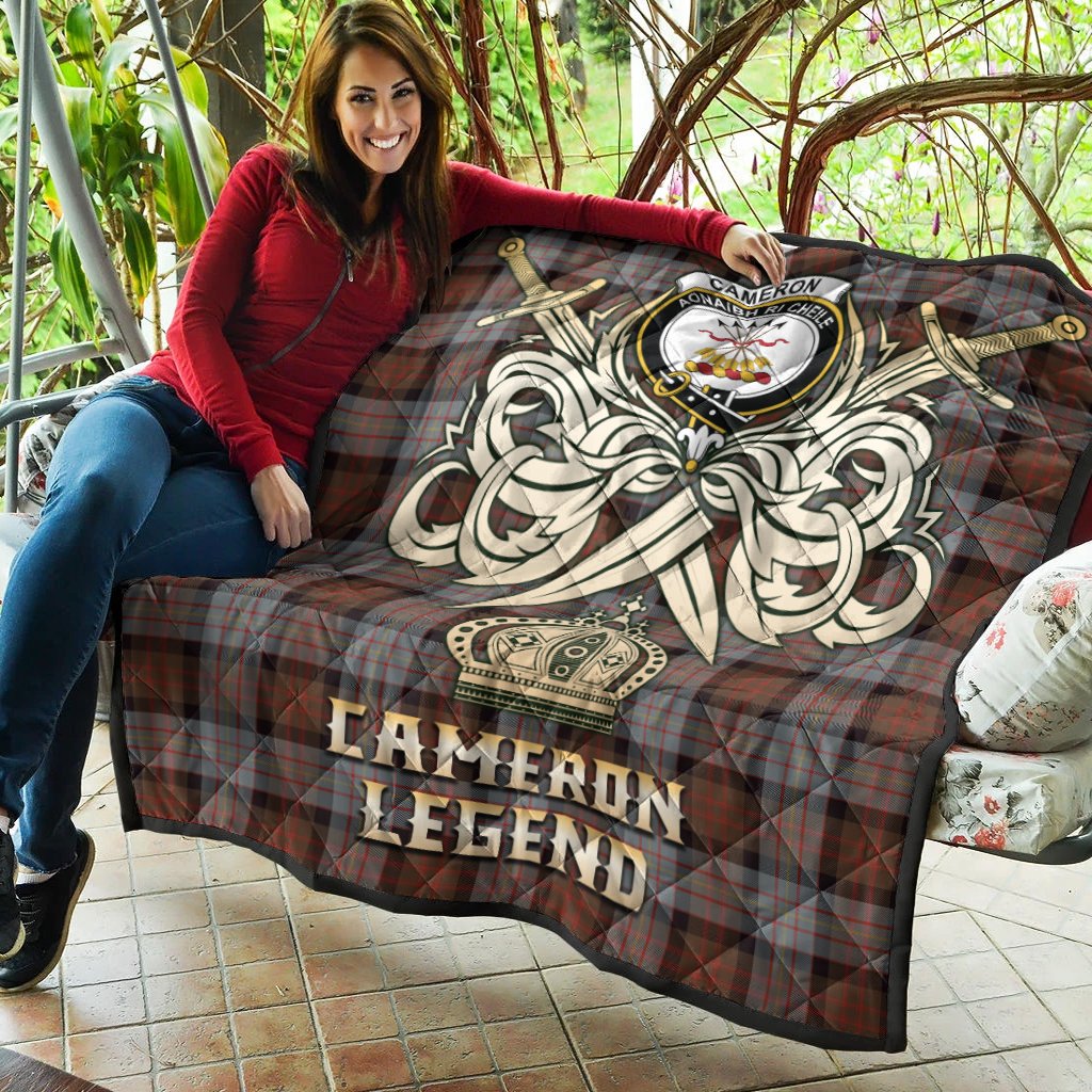 Cameron of Erracht Weathered Tartan Crest Legend Gold Royal Premium Quilt