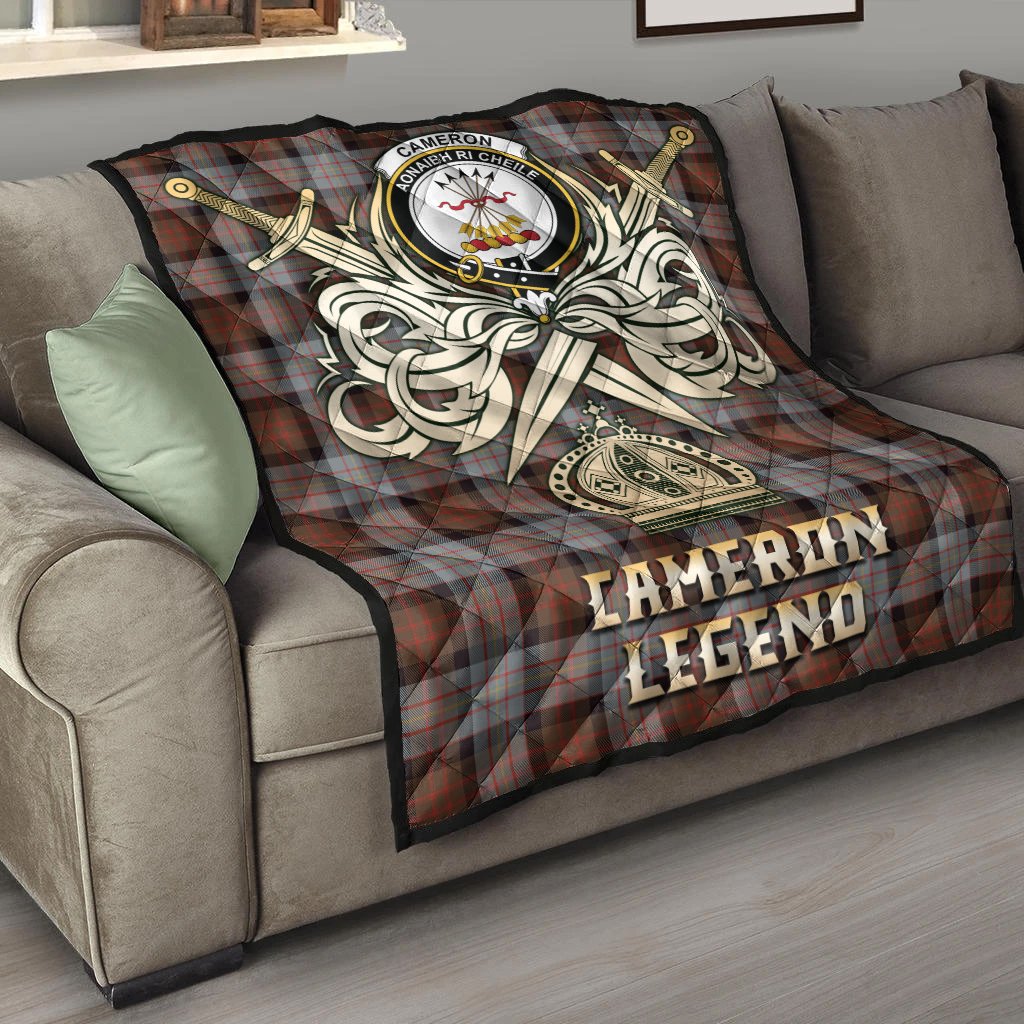 Cameron of Erracht Weathered Tartan Crest Legend Gold Royal Premium Quilt
