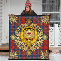Cameron of Lochiel Ancient Tartan Crest Premium Quilt - Gold Thistle Style