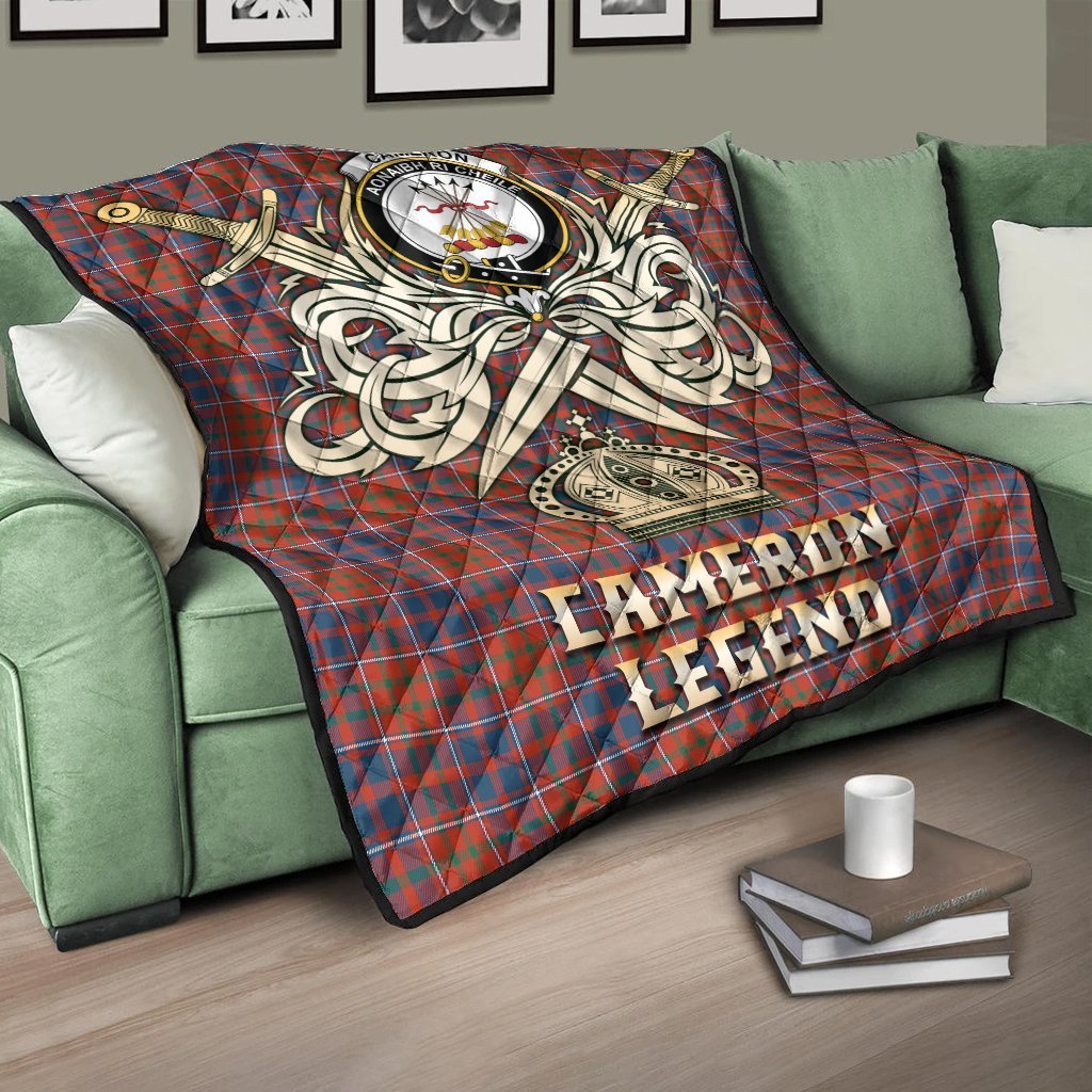Cameron of Lochiel Ancient Tartan Crest Legend Gold Royal Premium Quilt