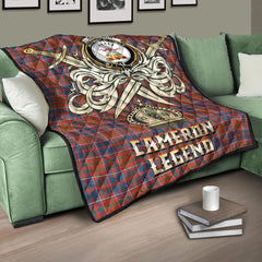 Cameron of Lochiel Ancient Tartan Crest Legend Gold Royal Premium Quilt