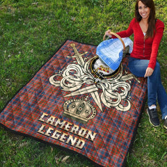 Cameron of Lochiel Ancient Tartan Crest Legend Gold Royal Premium Quilt