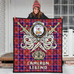 Cameron of Lochiel Modern Tartan Crest Legend Gold Royal Premium Quilt