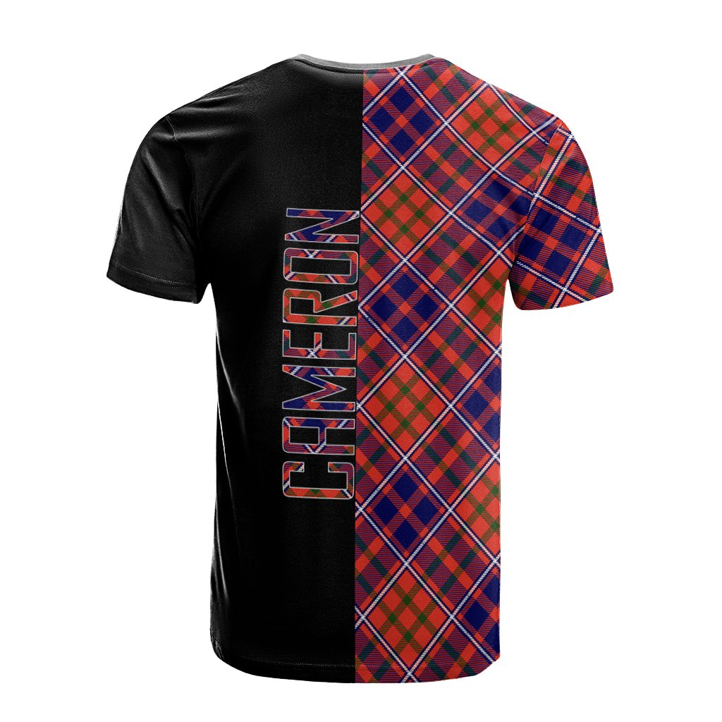 Cameron of Lochiel Modern Tartan T-Shirt Half of Me - Cross Style