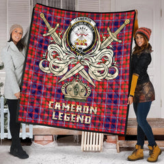 Cameron of Lochiel Modern Tartan Crest Legend Gold Royal Premium Quilt