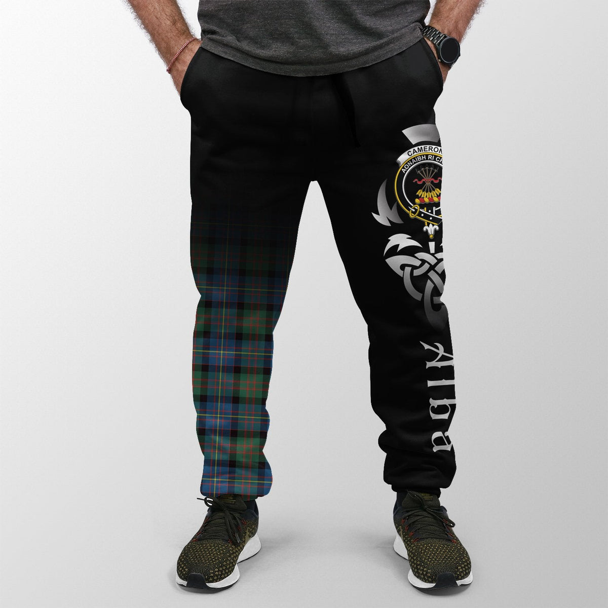 Cameron Of Erracht Ancient Tartan Crest Jogger Sweatpants - Alba Celtic Style