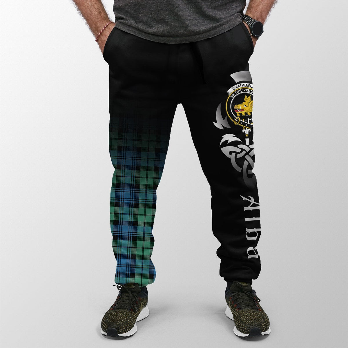 Campbell Ancient 01 Tartan Crest Jogger Sweatpants - Alba Celtic Style