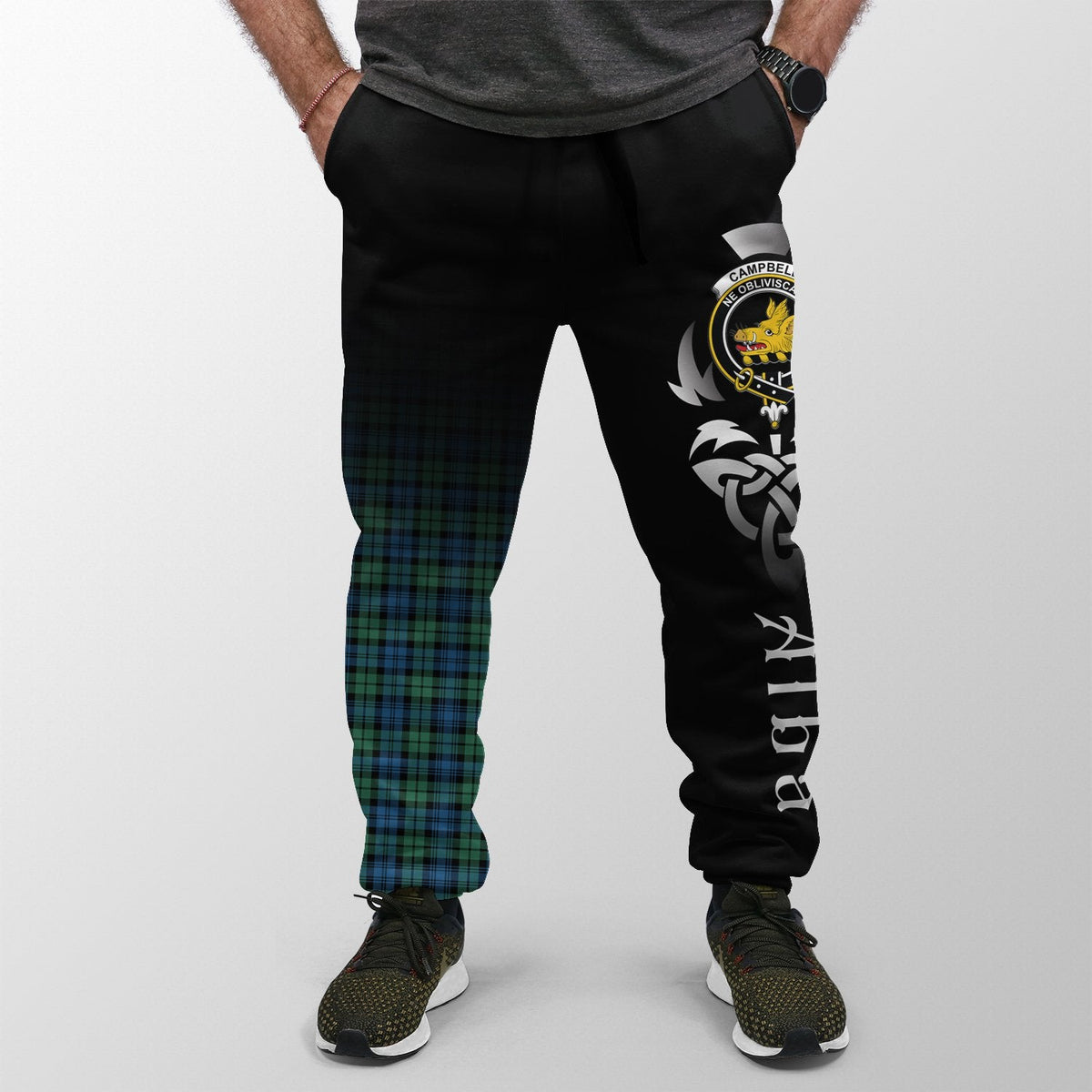 Campbell Ancient 02 Tartan Crest Jogger Sweatpants - Alba Celtic Style