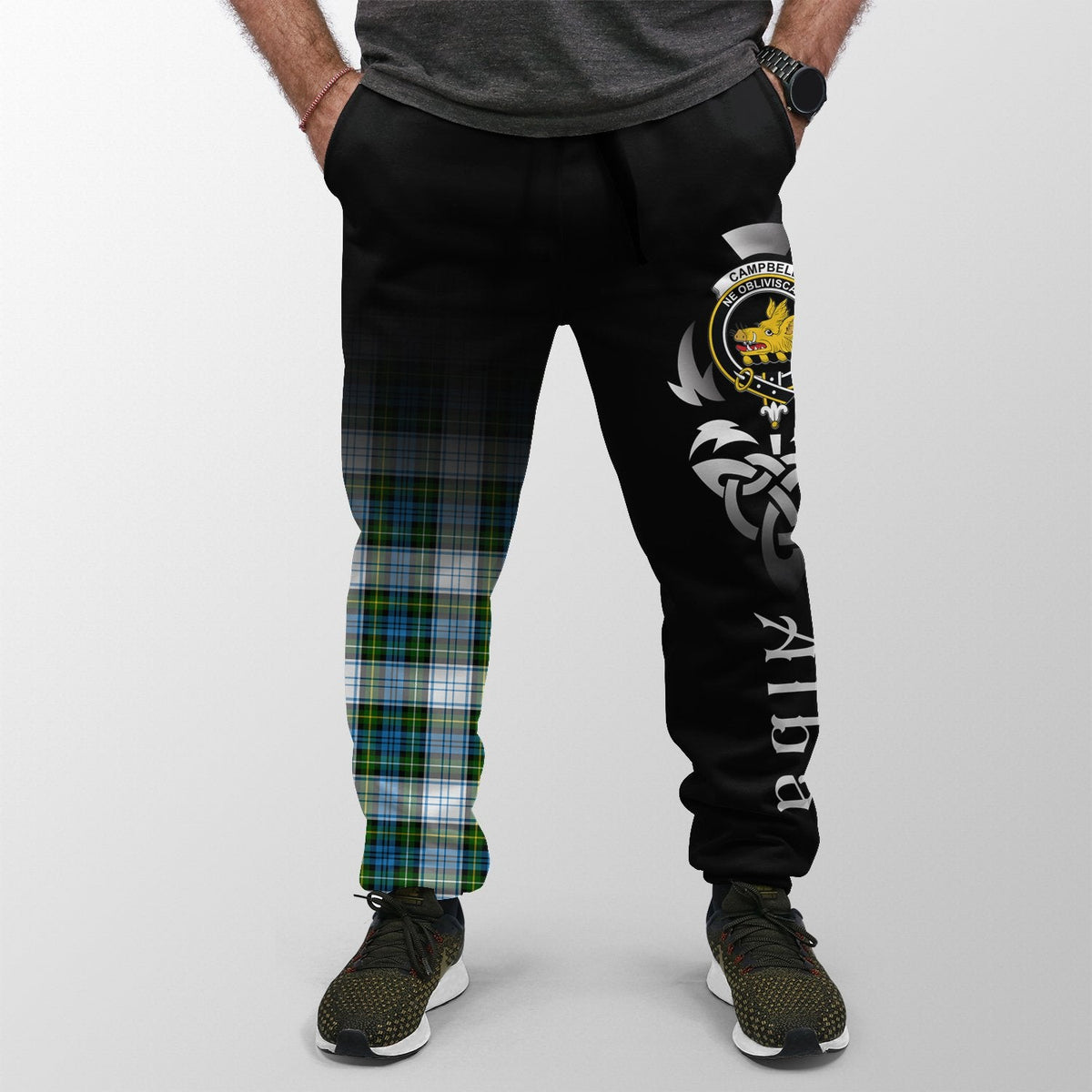 Campbell Dress Tartan Crest Jogger Sweatpants - Alba Celtic Style