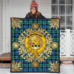 Campbell Ancient 01 Tartan Crest Premium Quilt - Gold Thistle Style