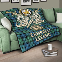 Campbell Ancient 01 Tartan Crest Legend Gold Royal Premium Quilt