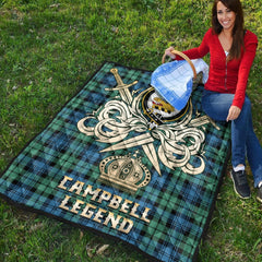 Campbell Ancient 01 Tartan Crest Legend Gold Royal Premium Quilt