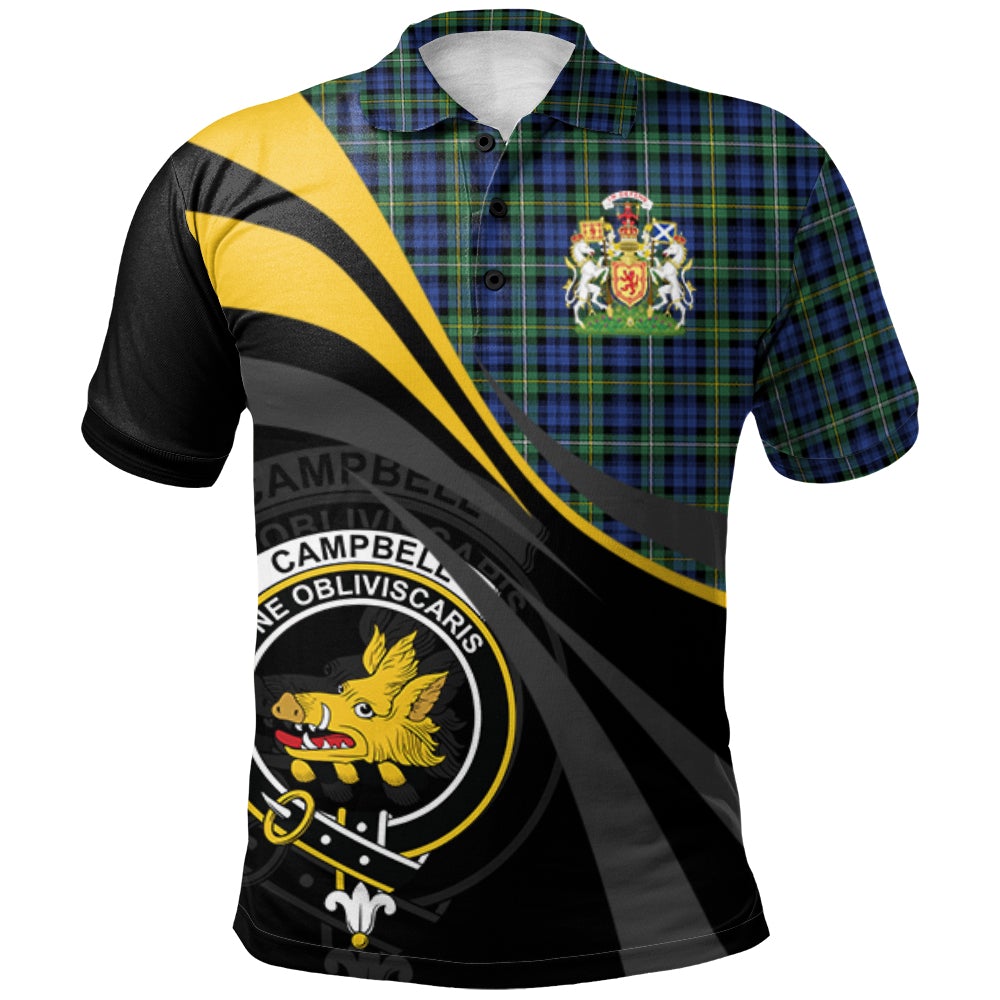 Campbell Argyll Ancient Tartan Polo Shirt - Royal Coat Of Arms Style