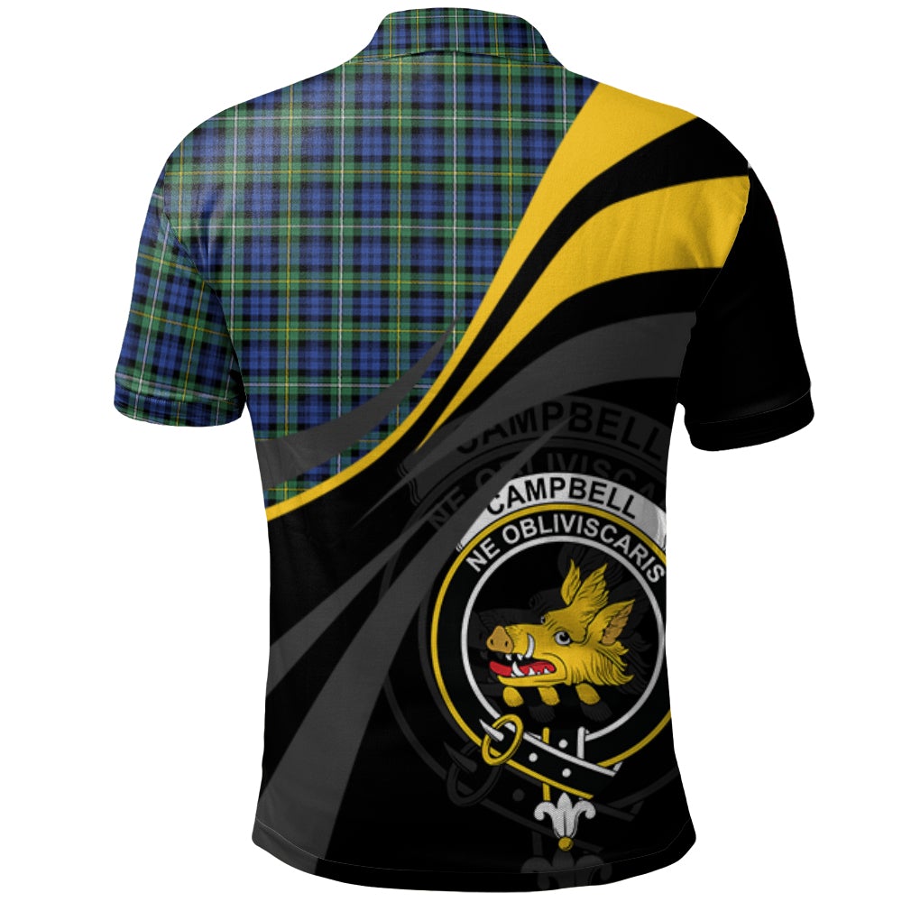 Campbell Argyll Ancient Tartan Polo Shirt - Royal Coat Of Arms Style