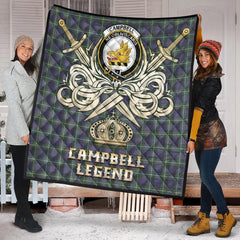 Campbell Argyll Modern Tartan Crest Legend Gold Royal Premium Quilt