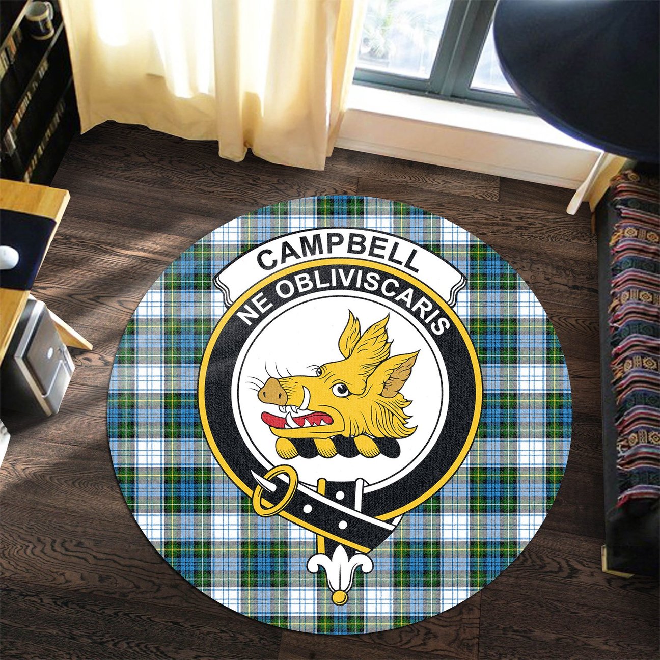 Campbell Dress Tartan Crest Round Rug