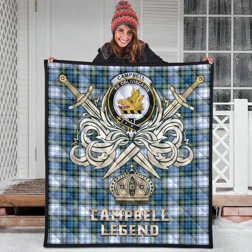 Campbell Dress Ancient Tartan Crest Legend Gold Royal Premium Quilt