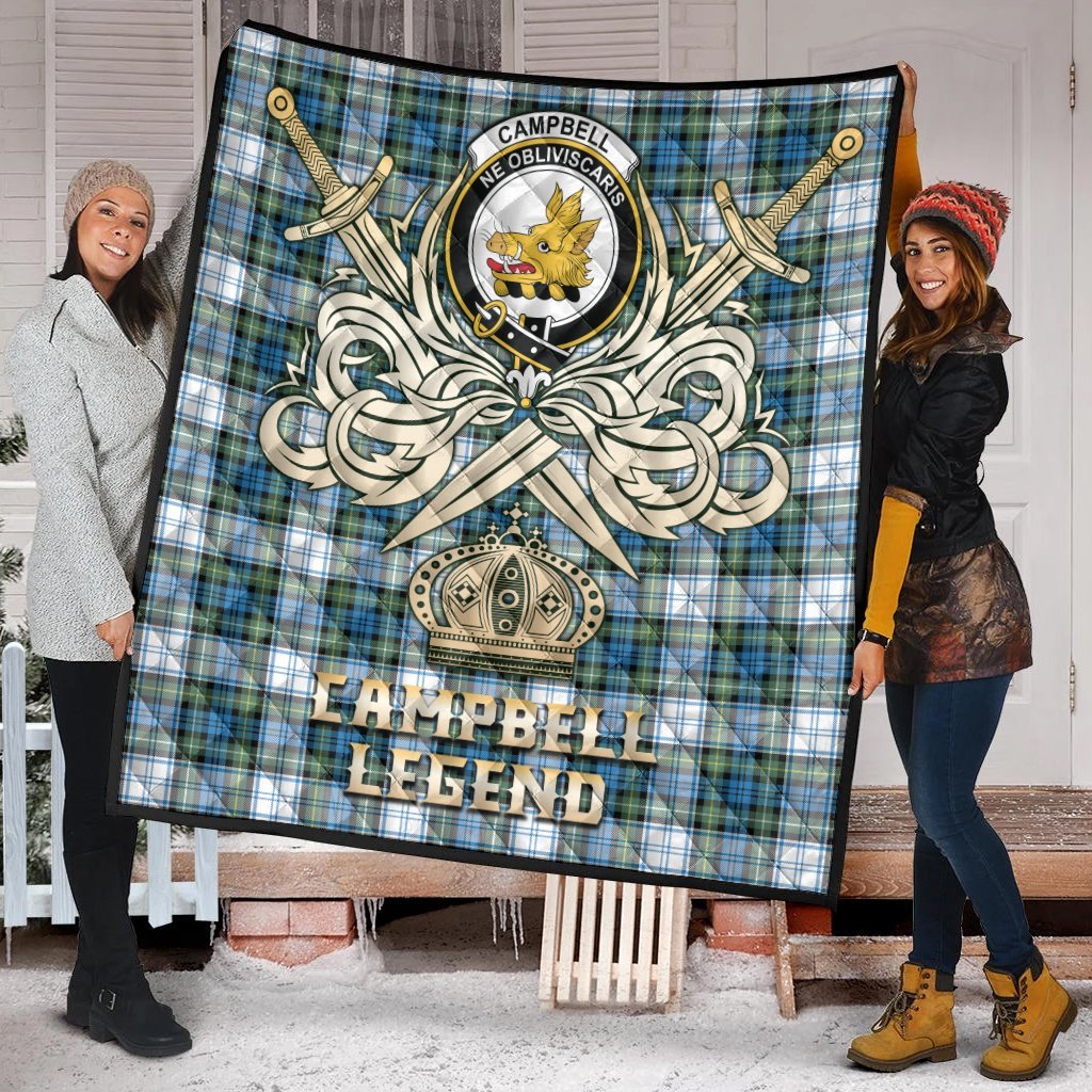 Campbell Dress Ancient Tartan Crest Legend Gold Royal Premium Quilt