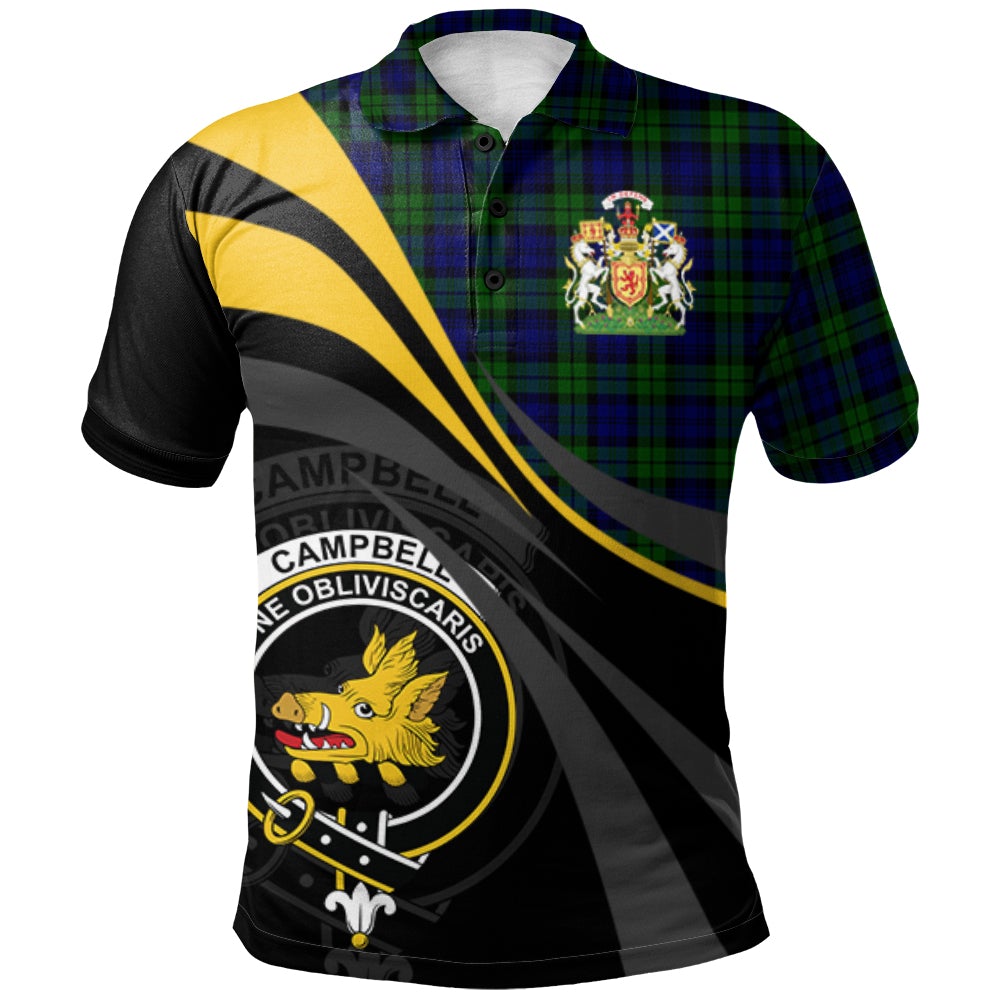 Campbell Modern Tartan Polo Shirt - Royal Coat Of Arms Style