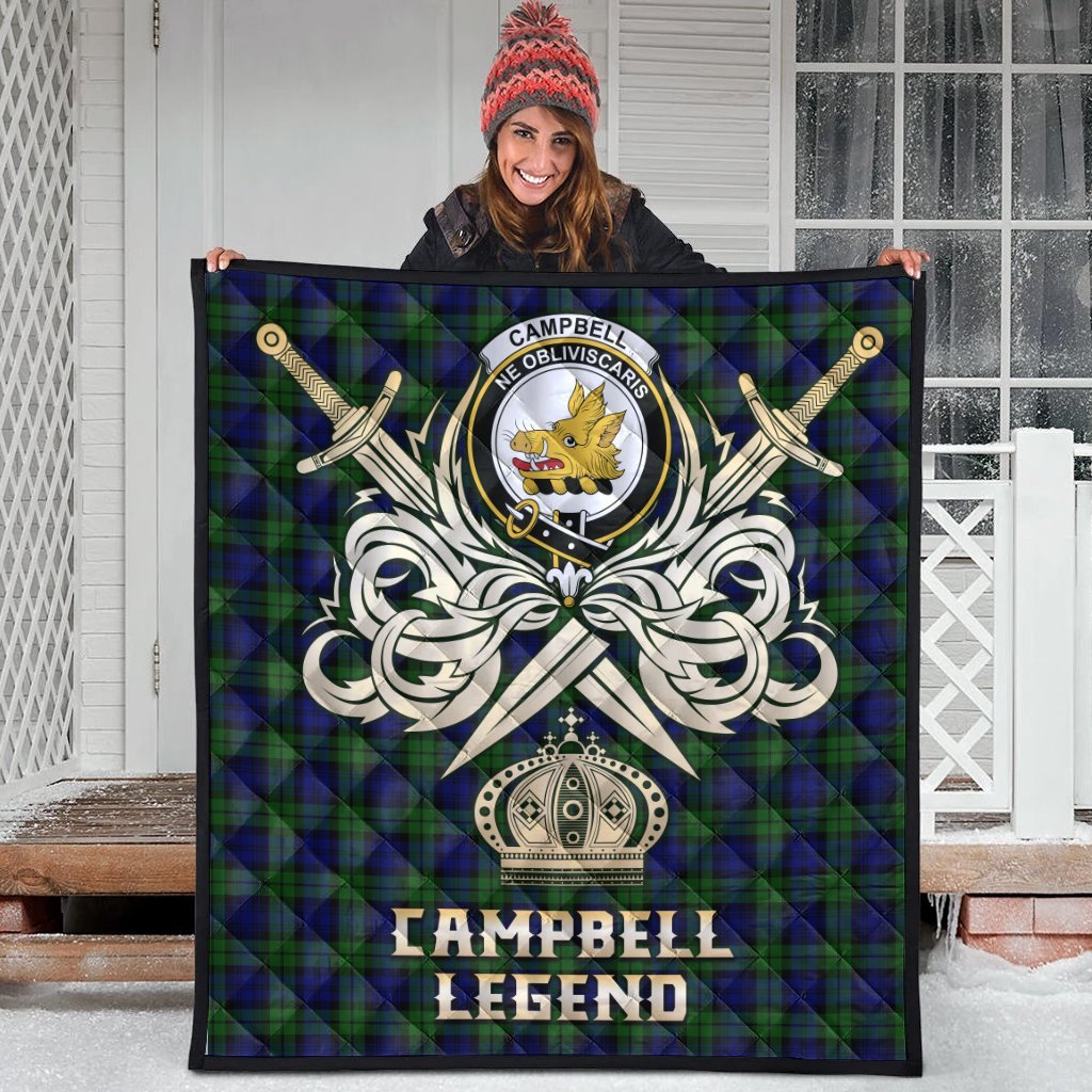 Campbell Modern Tartan Crest Legend Gold Royal Premium Quilt