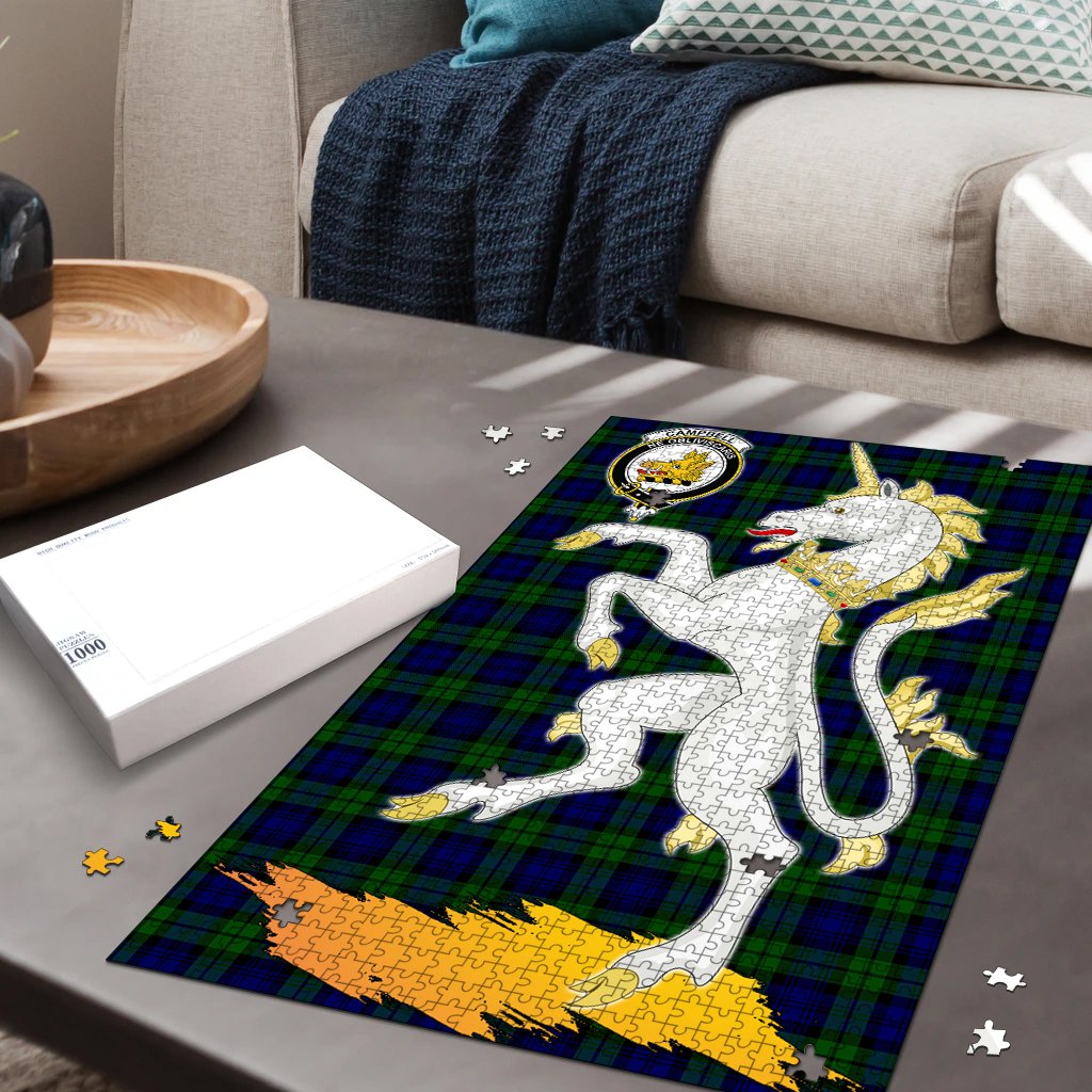 Campbell Modern Tartan Crest Unicorn Scotland Jigsaw Puzzles