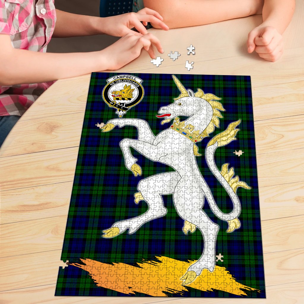 Campbell Modern Tartan Crest Unicorn Scotland Jigsaw Puzzles