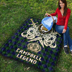Campbell Modern Tartan Crest Legend Gold Royal Premium Quilt