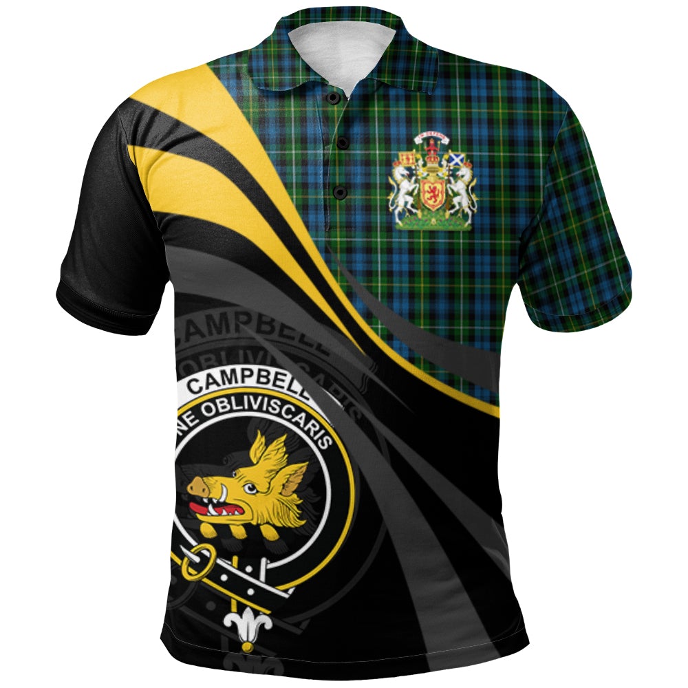 Campbell of Argyll (no guards) Tartan Polo Shirt - Royal Coat Of Arms Style