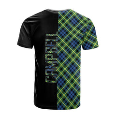 Campbell of Breadalbane Ancient Tartan T-Shirt Half of Me - Cross Style