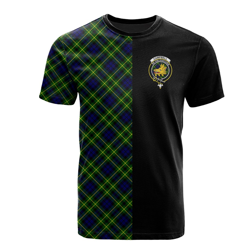 Campbell of Breadalbane Modern Tartan T-Shirt Half of Me - Cross Style