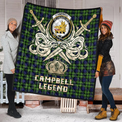 Campbell of Breadalbane Modern Tartan Crest Legend Gold Royal Premium Quilt