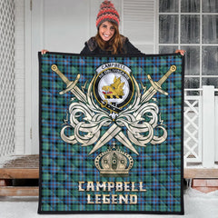 Campbell of Cawdor Ancient Tartan Crest Legend Gold Royal Premium Quilt