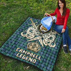 Campbell of Cawdor Ancient Tartan Crest Legend Gold Royal Premium Quilt