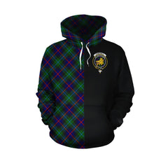 Campbell of Cawdor Modern Tartan Hoodie Half of Me - Cross Style