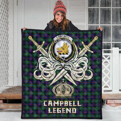 Campbell of Cawdor Modern Tartan Crest Legend Gold Royal Premium Quilt