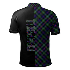Campbell of Cawdor Modern Tartan Polo Shirt Half of Me - Cross Style