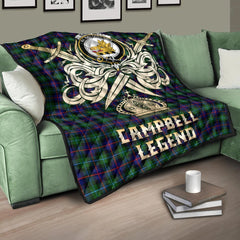Campbell of Cawdor Modern Tartan Crest Legend Gold Royal Premium Quilt