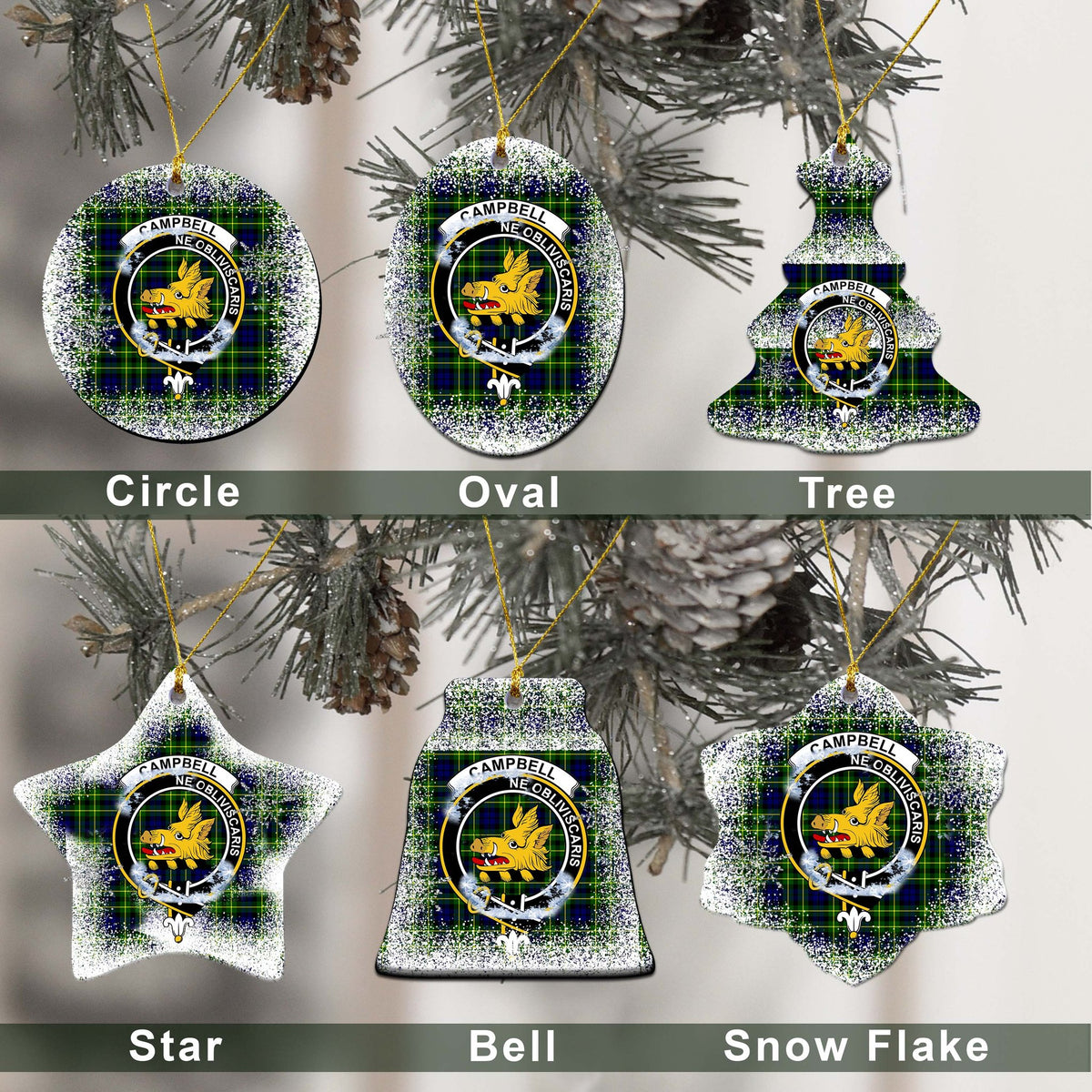 Campbell of Breadalbane Tartan Christmas Ceramic Ornament - Snow Style