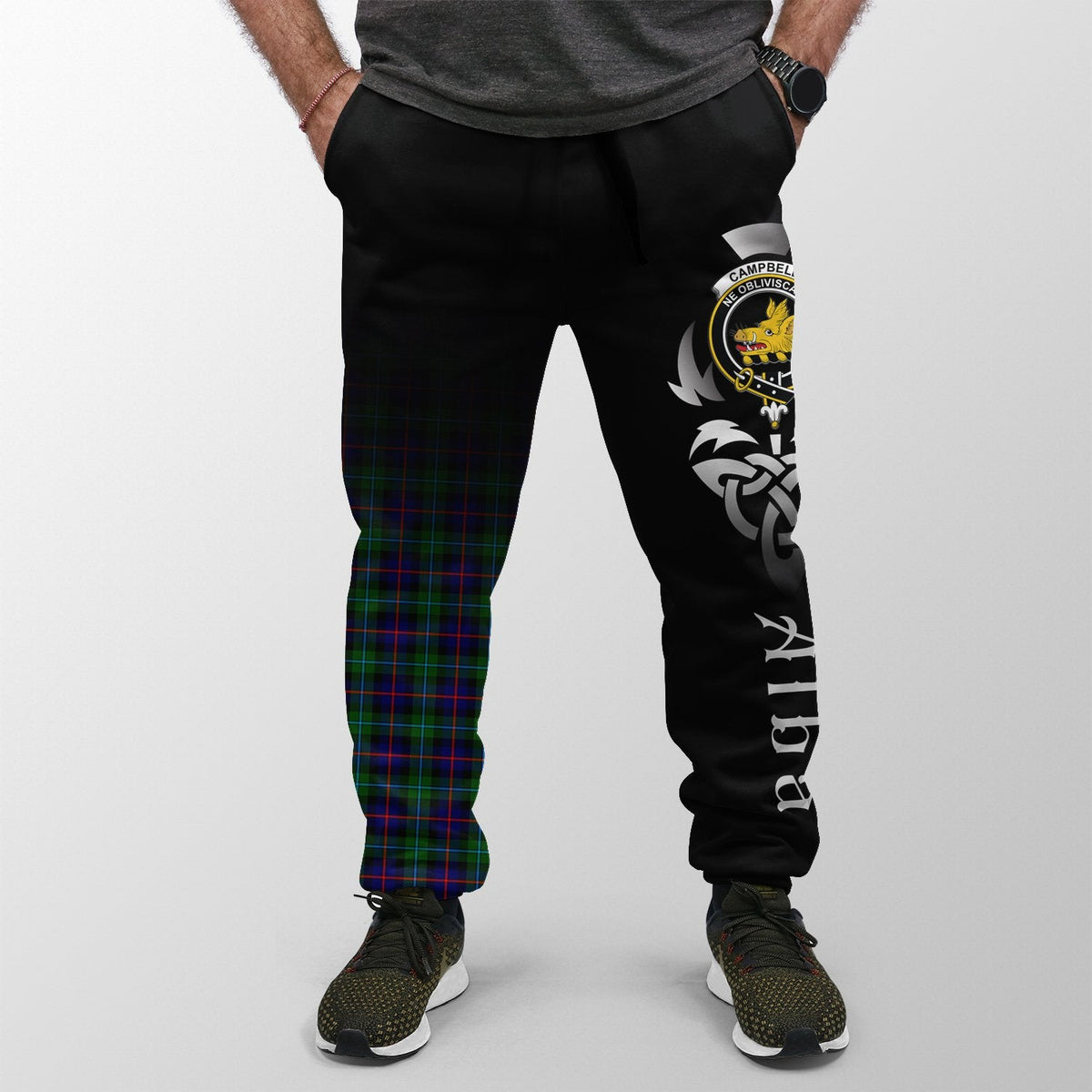 Campbell Of Cawdor Modern Tartan Crest Jogger Sweatpants - Alba Celtic Style