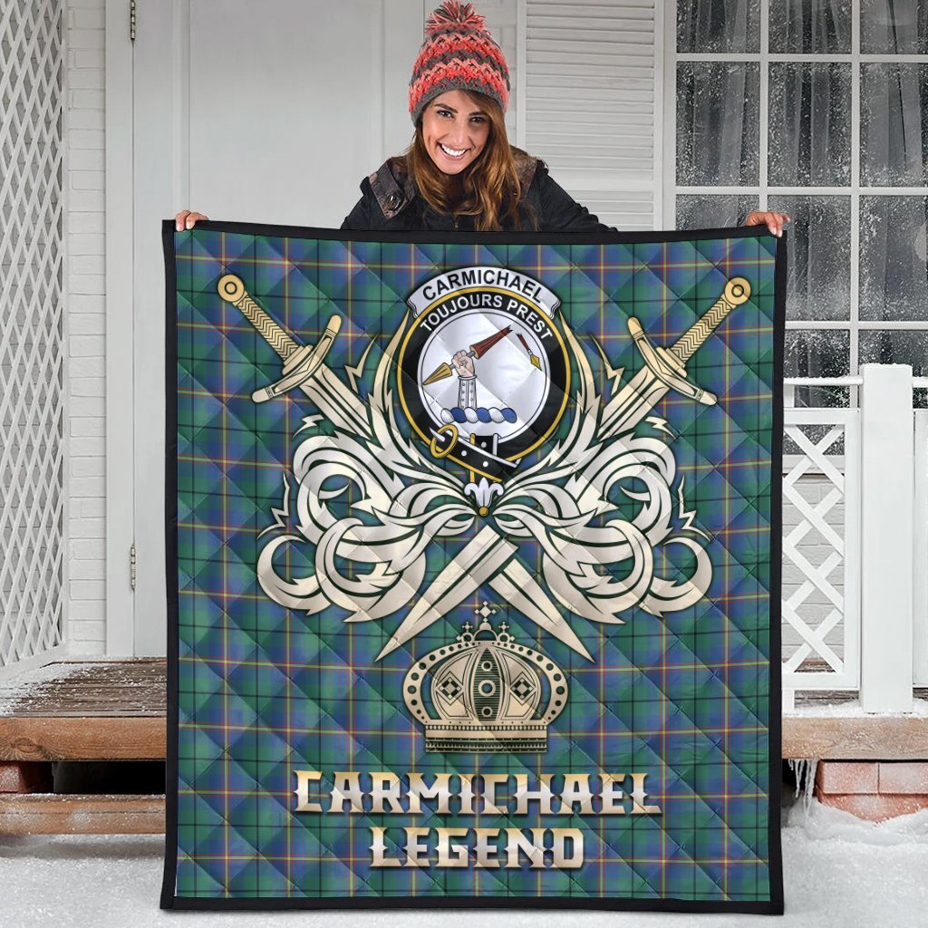 Carmichael Ancient Tartan Crest Legend Gold Royal Premium Quilt