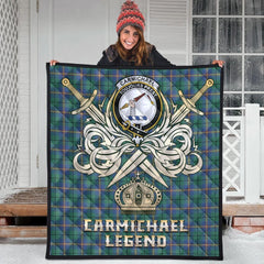 Carmichael Ancient Tartan Crest Legend Gold Royal Premium Quilt