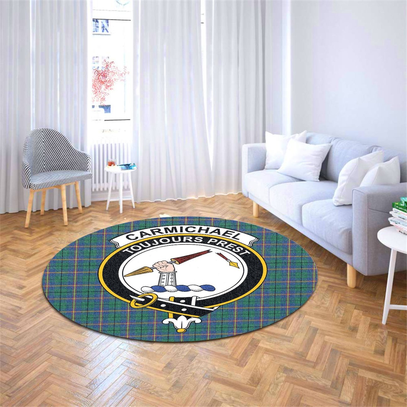 Carmichael Ancient Tartan Crest Round Rug