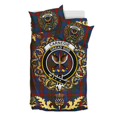 Carnegie 02 Tartan Crest Bedding Set - Golden Thistle Style
