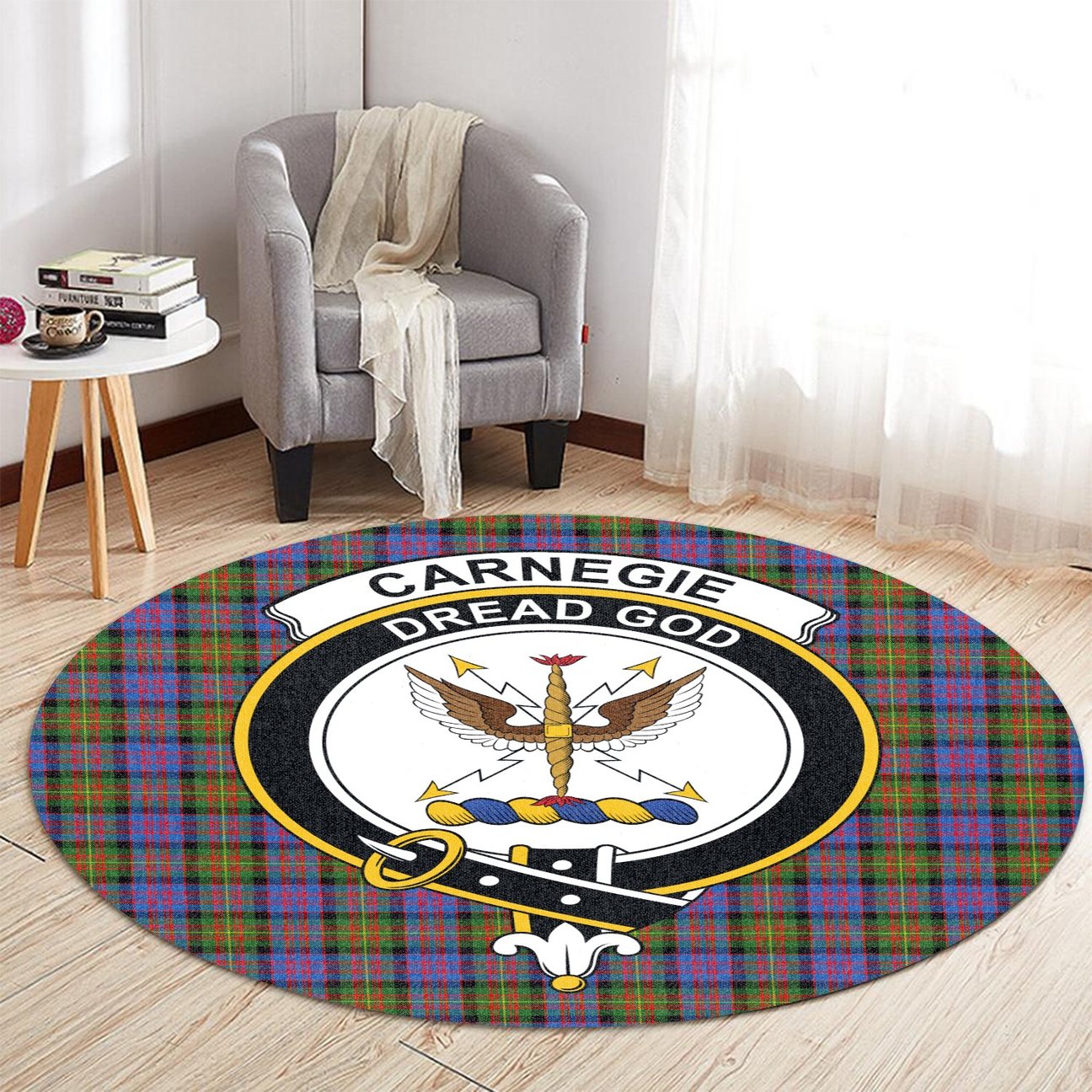 Carnegie Ancient Tartan Crest Round Rug