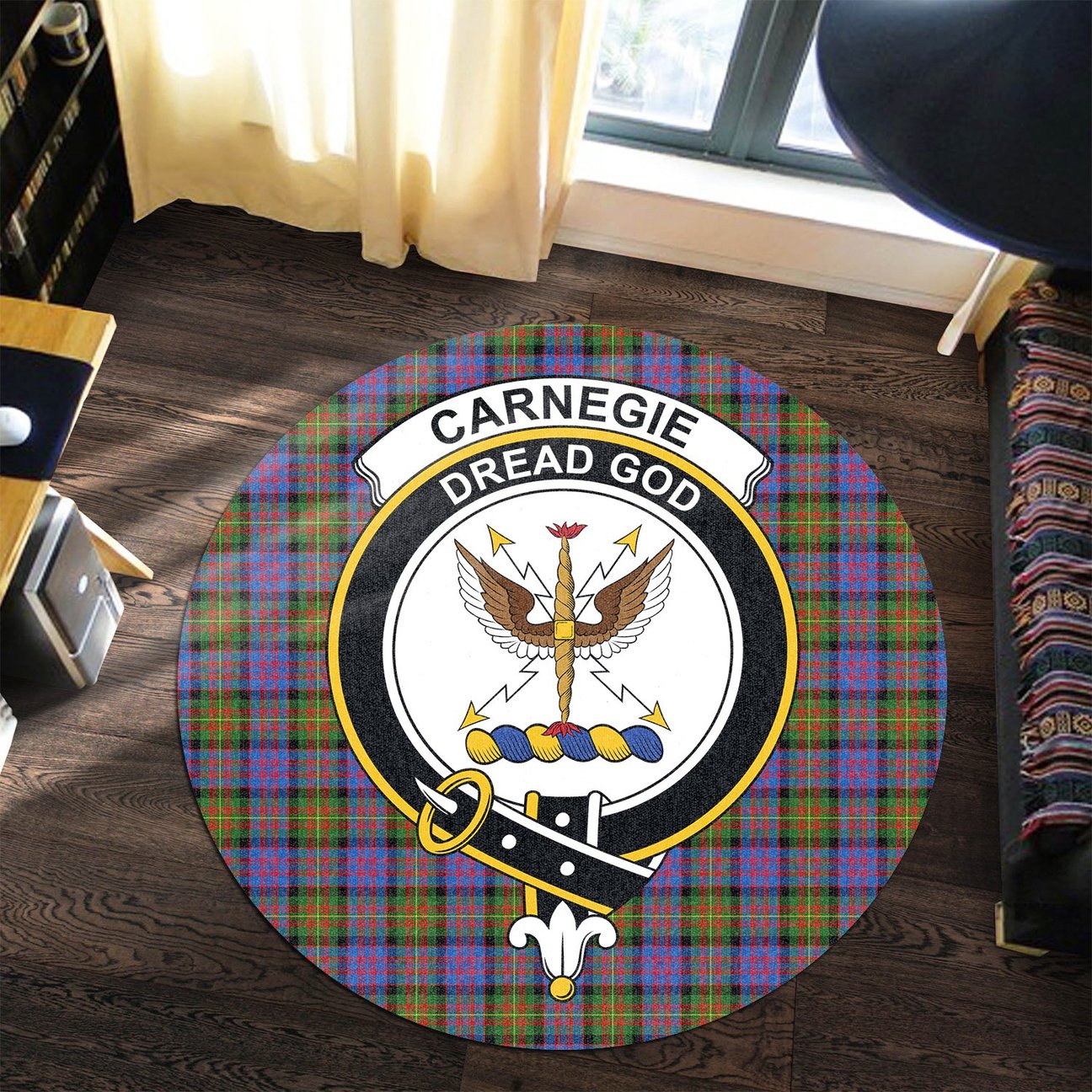 Carnegie Ancient Tartan Crest Round Rug