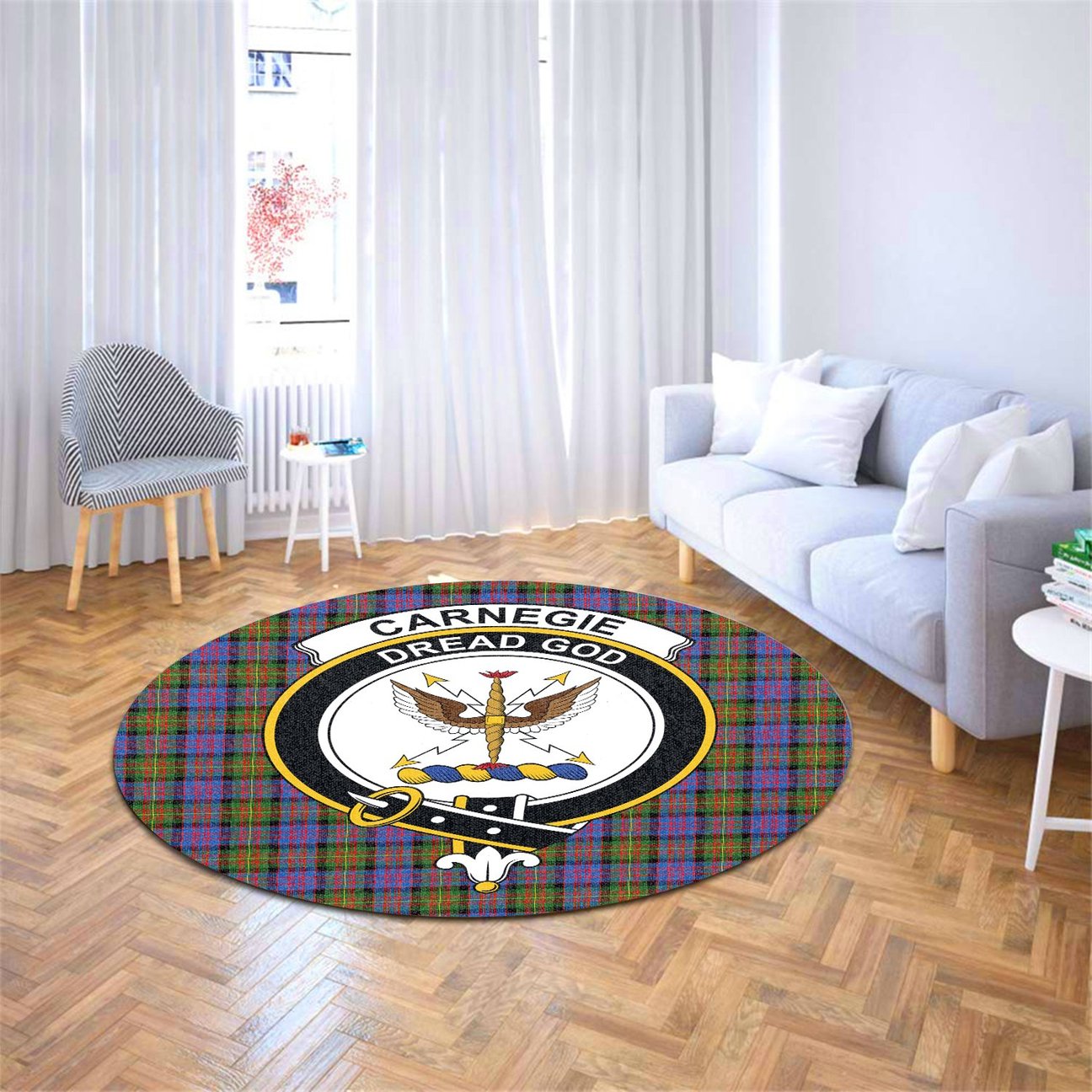 Carnegie Ancient Tartan Crest Round Rug