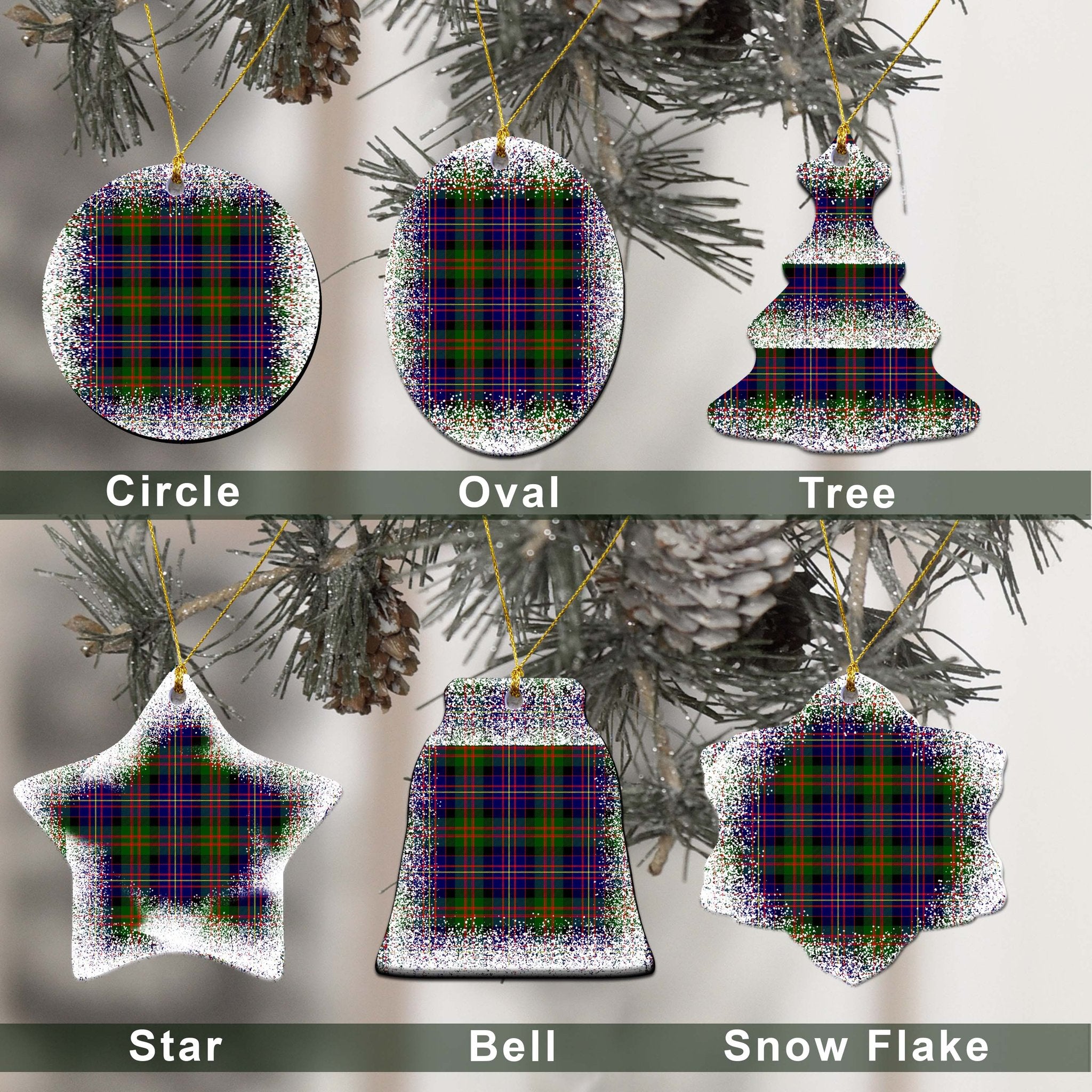 Chalmers Tartan Christmas Ceramic Ornament - Snow Style