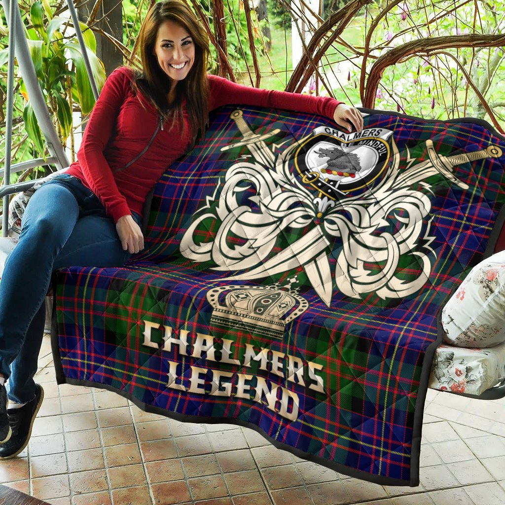 Chalmers Modern Tartan Crest Legend Gold Royal Premium Quilt