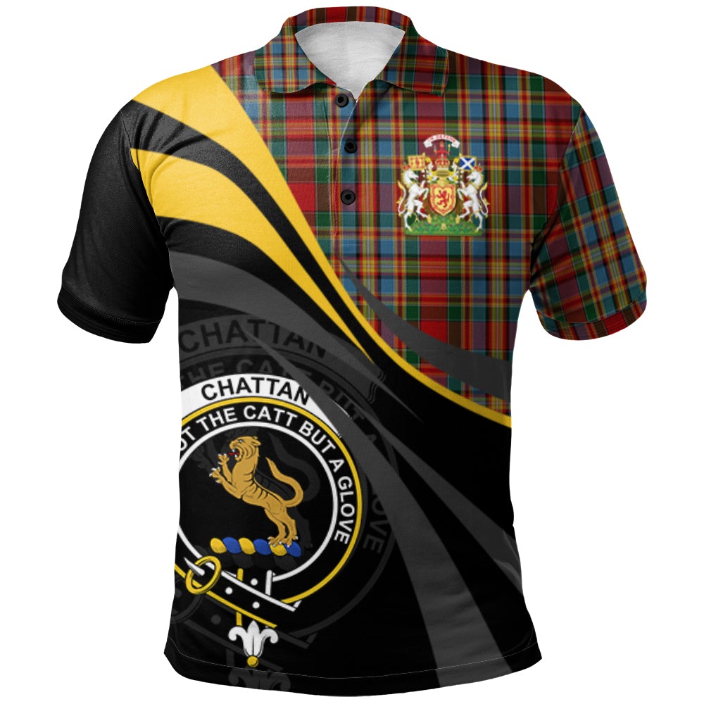 Chattan (Brown stripe) Tartan Polo Shirt - Royal Coat Of Arms Style